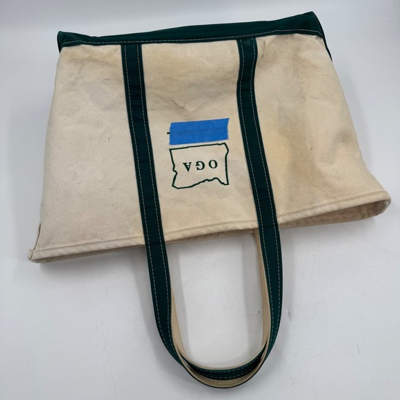 Vintage LL Bean Boat and Tote Bag Canvas Green Oregon OGA Graphic - Picture 13 of 13